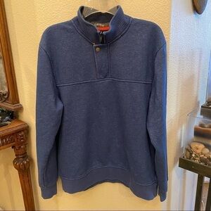 ORVIS Men Blue 1/4 Zipped Pullover Preppy Sweater Size Medium